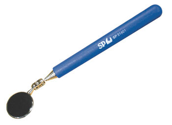 Sp Tools Inspection Mirror Telescoping 203Mm - 889Mm SP31401 • Telescopic Round Inspection Mirrors • 32Mm Dia. Extends 203 - 889Mm • Strong & Lightweight Stainless Steel Shafts • Pvc Comfortable Cushion Handle • Swivel Head