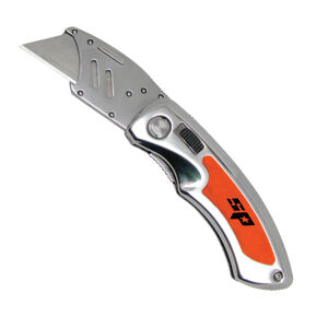 Sp Tools Knife Folding Lock-Back Utility Professional SP30854 • Fold Back Utility Knife • Quick Change Blades • 420 Stainless Steel • Liner Lock For Safety • Belt Clip • 5 Spare Blades