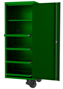 Sp Tools Locker Side Usa5972 4 Shelf Green/Black SP44880G Side Cabinet - 4 Roller Shelves & 1 Fixed 508(W) X 622(D) X 1954(H) • Reversible Castors And Doors - Side Cabinet Can Be Used On Either Side Of The Hutch And Roll Cab Combo • 2X Extreme Duty Castors