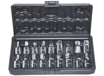 Sp Tools Oil Drain Plug Key Set 3/8" -18Pcs SP20215 • Helps Remove & Replace Drain Plugs In Hard To Reach Locations On Differentials, Gearboxes & Engine Sumps.