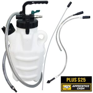 Sp Tools Oil Evacuation System 10Lt SP64028 • Fast, No Mess Fluid Removal • Air Operated, “No Moving Parts”Fluid Extraction Unit • Designed To Vacuum Fluids From Inaccessible Or Confined Areas • Container Constructed From Chemical Resistant Materials