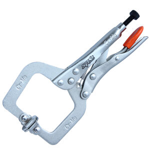 Sp Tools Pliers Locking C-Clamp Swivel Pad 150Mm(6") SP32655 • Highest Quality Chrome Vanadium Steel • Easy Quick-Release Trigger • Heavy Duty Knurled Adjuster Nut • Swivel Pads For Uneven Surfaces