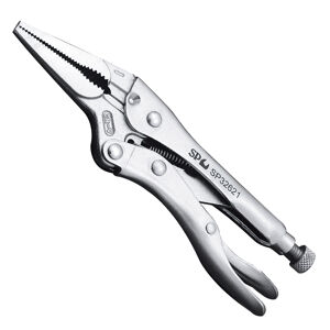 Sp Tools Pliers Locking Long Nose 225Mm(9") SP32623 • Apply Extra Pressure Across Four Contact Points On Any Style Nut/Bolt Head • Adjusting Screw And Self Locking With Release Lever • Manufactured From Chrome Molybdenum With Nickel Plating