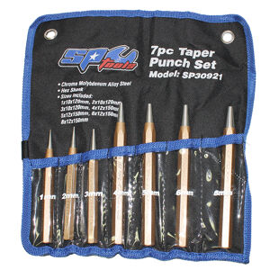Sp Tools Punch Taper 7Pc Set SP30921 •Used To Install And Remove Pins And Shafts And To Align Holes •Softened And Tapered Striking End Reduces Potential To Chip •Precision Harded Working Ends