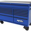 Sp Tools Roller Cab Usa59 Blue/Black SP44725BL 59" Workshop Roller Cabinet - 13 Drawer 1500(W) X 622(D) X 1090(H) • Stainless Steel Work Top • Extra Long Deep Top Drawer • Extreme Duty Spring Castors - 2X Lockable