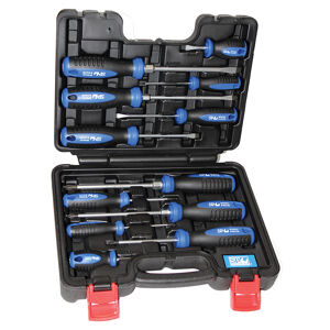 Sp Tools Screwdriver Set 12Pc Phillips/Slotted In Carry Cas SP34012 12Pc Screwdriver Set In X-Case • 6 X Slotted Screwdrivers - 6.5X38Mm 3.0X75Mm 5.5X100Mm 6.5X100Mm 6.0X150Mm 8.0X150Mm • 6 X Phillips Screwdrivers - #2X38Mm #0X75Mm #1X80Mm #2X100Mm #2X150Mm #3X150Mm