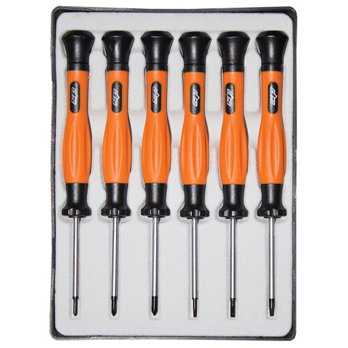 Sp Tools Screwdriver Set 6Pc Mini Phillips/Slotted SP34005 • 3 X Slotted Screwdrivers - 2.0X50Mm 2.5X50Mm 3.0X50Mm • 3 X Phillips Screwdrivers - #000X50Mm #00X50Mm #0X50Mm • Revolving Handle Cap For Precision And Speed • Tapered Handle For Rapid Rotation • Precision Ground Crv Blades With Induction Hardened Tips