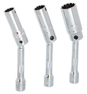 Sp Tools Set Socket Spark Plug 3/8"Dr 3Pc Spline Magnetics SP22499 3/8” Dr Magnetic Spark Plug Spline Socket Set • 14Mm-9/16” • 16Mm-5/8” • 21Mm-13/16” • 30° Offset Universal Extensions