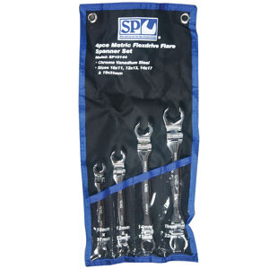 Sp Tools Set Spanner Double Flare Nut Flex Head 4Pc Metric SP10144 4Pc Metric Flex Head Flare Nut Spanner Set • 10X11, 12X13, 14X17 & 19X22Mm • Chrome Vanadium Steel For High Durability.
