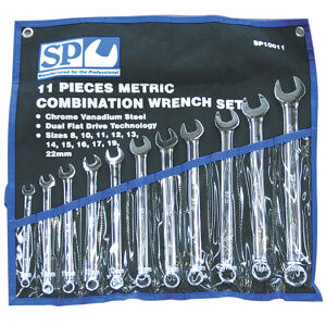 Sp Tools Set Spanner Roe 11Pc Metric SP10011 • 8, 10 - 17, 19 & 22Mm • Chrome Vanadium Steel For High Durability. • Dual Flat Drive Technology On Ring End. • Tough Triple Chrome Finish To Protect Tool.