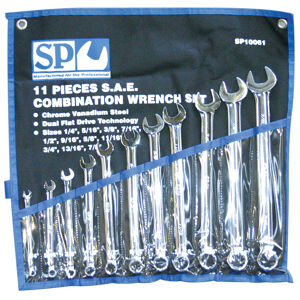 Sp Tools Set Spanner Roe 11Pc Sae SP10061 11Pc Sae Roe Spanner Set • 1/4-7/8" • Chrome Vanadium Steel For High Durability. • Dual Flat Drive Technology On Ring End. • Tough Triple Chrome Finish To Protect Tool.