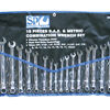 Sp Tools Set Spanner Roe 18Pc Metric Sae SP10001 • Metric X 10Pc –  8, 10, 11, 12, 13, 14, 15, 16, 17 & 19Mm
 • Sae X 8Pc –  3/8, 7/16, 1/2, 9/16, 5/8, 11/16, 3/4 & 7/8.