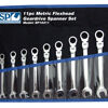 Sp Tools Set Spanner Roe Geardrive Flex Head 11Pc Metric SP10311 11Pc Metric Flexhead Geardrive Spanner Set • 8-19Mm Geardrive Technology • Heat-Treated Chrome Vanadium Steel For Strength Exceeding International Standards • Small Head Profile Designed For Working In Confined Spaces • 72 Teeth Needs As Little As 5º To Move Fastener