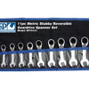 Sp Tools Set Spanner Roe Stubby Reversible Geardrive 11Pc Metric SP10131 11Pc Metric Stubby 15° Offset Reversible Geardrive Spanner Set • 8-19Mm Geardrive Technology • Heat-Treated Chrome Vanadium Steel For Strength Exceeding International Standards • Small Head Profile Designed For Working In Confined Spaces • 72 Teeth Needs As Little As 5º To Move Fastener