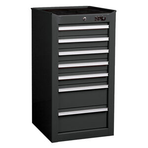 Sp Tools Side Cabinet 7 Drawer Black SP40131 7 Drawer Custom Series Side Cabinet (426W X 458D X 844H)
