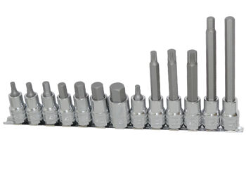 Sp Tools Socket Rail Set 1/2"Dr 13Pc Metric Inhex/Spline SP20566 1/2"Dr 13Pc Inhex/Spline Rail Socket Set • Inhex 6-17Mm (Short) 8-10Mm (Long) • Spline 6Mm (Short) 8-12Mm (Long) • Chrome Vanadium Steel For High Durability.