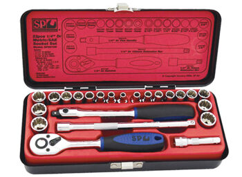 Sp Tools Socket Set 1/4Dr 12Pt 23Pc Metric/Sae SP20100 • 23Pc 1/4"Dr 12Pt Socket Set • 4-13Mm Metric Sockets • 3/16-1/2" Sae Sockets • Chrome Vanadium Steel For High Durability • Flat Drive Technology To Maximize Grip
