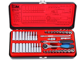 Sp Tools Socket Set 1/4Dr 12 And 6Pt 43Pc Metric/Sae SP20101 43Pc 1/4” Dr 12 & 6Pt Metric/Sae Socket Set • 4-13Mm • 3/16 - 1/2” • 72T Rotatable Ratchet Includes Standard & Deep Sockets