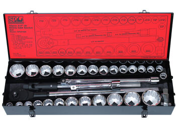 Sp Tools Socket Set 3/4Dr 12Pt 32Pc Metric/Sae SP20400 32Pc 3/4"Dr 12Pt Socket Set • 19-55Mm Metric • 3/4 - 1-7/8" Sae • Chrome Vanadium Steel For High Durability • Flat Drive Technology To Maximize Grip