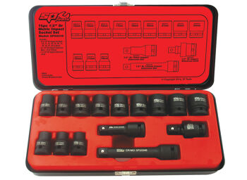 Sp Tools Socket Set Impact 1/2Dr 6Pt 15Pc Metric SP20310 1/2"Dr 15Pc Impact 6Pt Metric Socket Set • 10-24Mm Impact Sockets • Chrome Molybdenum Steel For Maximum Strength • Manufactured To Din Standards