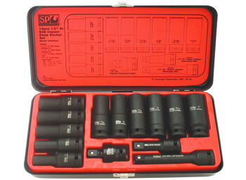 Sp Tools Socket Set Impact 1/2Dr Deep 6Pt 14Pc Sae SP20325 1/2"Dr 14Pc Impact 6Pt Sae Deep Socket Set • 3/8-1" Impact Sockets • Chrome Molybdenum Steel For Maximum Strength • Manufactured To Din Standards