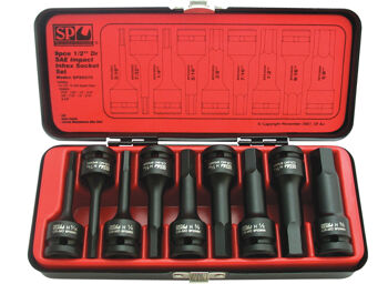 Sp Tools Socket Set Impact 1/2Dr Inhex 9Pc Sae SP20375 1/2"Dr 9Pc Impact Inhex Sae Socket Set • 3/16-5/8" Impact Inhex Sockets • Chrome Molybdenum Steel For Maximum Strength • Manufactured To Din Standards