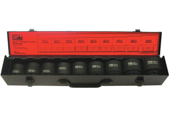 Sp Tools Socket Set Impact 1Dr 6Pt 9Pc Metric SP20510 1"Dr 9Pc Impact 6Pt Metric Socket Set • 27- 50Mm Impact Sockets • Chrome Molybdenum Steel For Maximum Strength. • Manufactured To Din Standards.