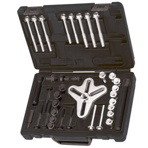 Sp Tools Sp Master Puller Set SP67038 Master Puller Set • Includes Two/Three Way Yoke, 4Pc Tips, Metric & Sae Bolt Sets & 2Pc Centre Screw For Puller • Works On Harmonic Balancers, Steering Wheels, Crankshaft Pullers And Gears