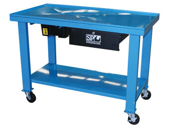 Sp Tools Sp Tear Down Table SP40415 Professional Engine Tear Down Bench Size: 1200W-640D-812H • Load Capacity: 260Kg • Fluid Reciever: 5Lt • 1 Draw • Comes With Castors For Mobility • Can Be Bolted To Floor