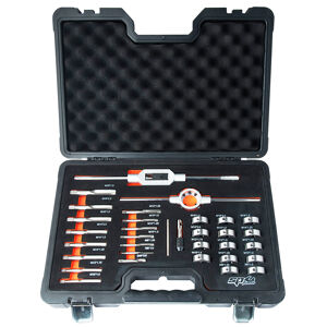 Sp Tools Tap And Die Set 32Pc SP31100 Metric Tap & Die Set 32Pc • Designed Specifically For The Automotive Mechanic. • Covers 6-18Mm With Common Thread Pitch Sizes. • Housed In Eva Foam In A Blow Moulded Case.