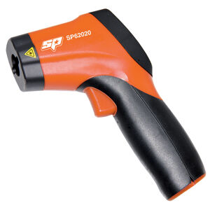 Sp Tools Thermometer Infrared Laser Guided SP62020 Infrared Laser Guided Thermometer • Dual Laser Technology (Twin Dots) • Rapid Detection Function • Automatic Data Hold • ºc/ºf Switch • Emissivity Digitally Adjustable From 0.10 To 1.0 • Max Temperature Display • -50ºc/550ºc Range (-58ºf/1022ºf) • Backlight Lcd Displays Resolution 0.1ºc(0.1ºf) • Set High & Low Alarms
