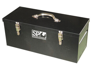 Sp Tools Tool Box Black Off Road 559Mm Truck Box SP40301 Off-Road Series Truck Boxes • Size (559W X 236D X 229H) • Nickel Plated Handle And Latches. • Metal Tray Inside. • 1.2Mm Steel Construction With Powder Coated Finish.