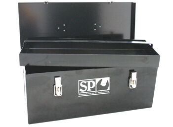 Sp Tools Tool Box Black Off Road 667Mm Truck Box SP40302 Off-Road Series Truck Boxes • Size (667W X 287D X 424H) • Nickel Plated Handle And Latches. • Metal Tray Inside. • 1.2Mm Steel Construction With Powder Coated Finish.