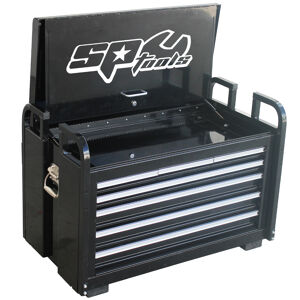 Sp Tools Tool Box Black Off Road 890Mm 7 Drawer SP40322 7 Drawer Off Road Series Field Service Tool Box • Full Roll Cage Protection • Skid Rail Base • Drop Front Security Panel • Weather Resistant Seal • 240Kg Capacity