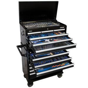 Sp Tools Toolkit 417Pc Metric/Sae - Black 14 Drawer Sumo SP50175 417Pc Metric/Sae Sumo Series Tool Kit (Black) 1390 (H) X 460 (D) X 955 (W) • 6 - 26Mm & 1/4” - 1” Roe Spanners • 1/4”, 3/8” & 1/2” Dr Sockets & Accessories • Screwdrivers • Pliers & Cutters • Adjustable Wrench • Pick Up Tool • Inspection Mirror • Hex & Torx Keys • Hammer & Foldback Knife • Magnetic Parts Tray • Circuit Tester & Multimeter • Pick Set & Tape Measure • Screw Extractor Set • 7 Drawer Sumo Tool Box • 7 Drawer Sumo Roller Cabinet