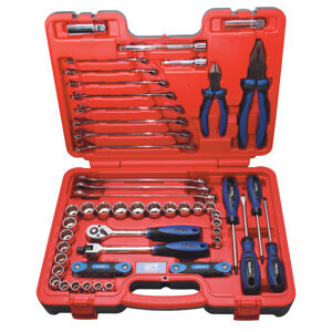 Sp Tools Toolkit 65Pc 3/8"Dr 12Pt Metric/Sae In X-Case SP51204 65Pc 3/8”D R Metric/Sae Tool Kit • 3/8” Dr Metric 8-19Mm & Sae 5/16-7/8” Sockets • 3/8” Dr Ratchet, Flex Handle & Wobble Extension Bars • Diagonal Cutters • Combination Pliers • Magnetic Metric & Sae Hex Keys • Slotted & Phillips Screwdrivers