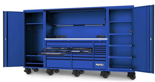 Sp Tools Toolkit 704Pc Metric/Sae Blue - 21 Drawer Usa Series SP50845BL 27" Side Cabinet Clothes Rail & Fixed Shelves 700(W) X 622(D) X 1954(H) • Side Cabinets Can Be Used On Either Side Of The Hutch And Roll Cab Combo