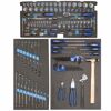 Sp Tools Toolkit To Suit Sp40101 Tool Box - 133Pcs Met/Sae SP50027 • All Sockets, Socket Accessories And Ring Open End Spanners Come In Hi-Density Foam Tool Storage System (Eva). • Chrome Vanadium Steel For High Durability. • Flat Drive Technology To Maximize Grip. • High Polish Finishes To Provide Easy Clean-Up. 1/4”Dr Sockets & Accessories • 12Pt - 4 To 13Mm • 12Pt - 3/16 To 1/2” • 45T Ratchet • Flex Handle • Wobble Extension Bars - 50 & 150Mm 3/8”Dr Sockets & Accessories • 12Pt - 8 To 19Mm • 12Pt - 5/16 To 3/4” • Spark Plug Sockets - 5/8 & 13/16” • 45T Ratchet • Flex Handle • Wobble Extension Bars - 75 & 150Mm • Adaptors - 3/8Fx1/4M & 3/8Fx1/2M 1/2”Dr Sockets & Accessories • 12Pt - 10 To 32Mm • 12Pt - 3/8 To 1-1/8” • 45T Ratchet • Flex Handle • Wobble Extension Bars - 125 & 250Mm • Adaptor - 1/2Fx3/8M • Combination Spanners - 8 To 19Mm • 5/16 To 3/4” • Screwdrivers - Sl3.0X75 Sl5.5X100 & Sl6.0X150 #0X75 #1X80 & #2X150 • Hex Keys - 1.5 To 10Mm & 1/16 To 3/8” • Pliers - Combination • Cutters - Diagonal • Adjustable Wrench • Hammer - Ball Pein