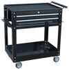 Sp Tools Trolley Black Custom 2 Drawer SP40107 2 Drawer Tool Trolley (900W X 490D X 890H) • Internal Locking System For Extra Security • Heavy Duty 28 Ball Bearing Drawer Slides • Robust Wall Construction • Double Powder Coating Resists    Scratching • Full Drawer Extension Capabilities • Screwdriver Slots On Both Sides Of    Trolley • 2X Swivel Lockable Heavy Duty Castors • 2X Fixed Heavy Duty Castors • Sp Cliklok On All Drawers