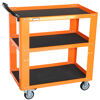 Sp Tools Trolley Orange Sp Professional 3 Shelf SP40019 3 Shelf Professional Service Trolley (870W X 475D X 848H) • Solid Steel Frame • Adjustable Middle Tray - Drop Down For More Tray Space • 2X Fixed & 2X Lockable Swivel Heavy Duty Castors • 150Kg Load Capacity