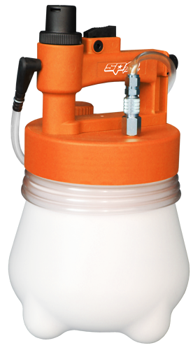 Sp Tools Vacuum Brake Bleeder 4Lt SP71800 Large 4L Capacity Collection Container • Quickly Dispose Of Waste Fluid Via Small Remote Cap • Storage Point For Bleeder Fitting Prevents Fluid Leakage From Hose When Not In Use • High Quality Quick-Release Coupler • Overflow Shut-Off Valve • Locking Air Trigger