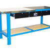 Sp Tools Work Bench Custom 2000Mm 3 Drawer Bom SP40400 2000Mm Custom Series Workshop Bench • Size (2000W X 645D X 872H) • Combination Stainless Steel/ Rubber Work Top • 3 X Lockable Drawers • Load Capacity 1 Tonnes • Can Be Bolted To Floor