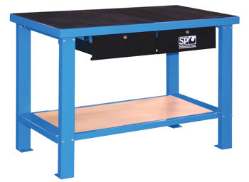 Sp Tools Workbench 2 Drawer 1250Mm Custom Series SP40410 1250Mm Custom Series Workshop Bench • Size (1250W X 640D X 872H) • 2 X Lockable Drawers 345W X 430D X 120H • 34 Litre Locked Storage Capacity • Can Be Bolted To Floor • Rubber Worktop