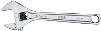 Sp Tools Wrench Adjustable Premium Chrome 100Mm SP18052 Wide Jaw Premium Adjustable Wrench - Chrome • 100Mm • 18-25º Wider Opening • Greater Working Angle • Non-Protruding Mechanism For Limited Space • Thicker Heavy Duty Handle • Higher Torque Capabilities