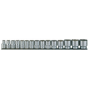 Teng 1/2" Dr 15 Pc Socket Set 12Pt Metric On Rail M1215MM 12 Point Bi-Hexagon Socket For Easier Alignment To The Fastening
Chrome Vanadium
Satin Finish For A Better Grip When Handling The Socket
Ball Bearing Recess On The Female End To Grip The Ratchet
Supplied With A Clip Rail With Socket Clips For Easy Storage As A Set
Designed And Manufactured To Din3120/3124 And Iso2725