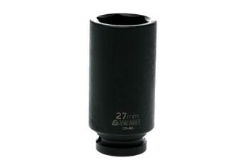 Teng 1/2" Dr Deep Impact Socket 27Mm Dl427Ml 920627 Din Standard Design For Use With A Retaining Pin And Ring
Chrome Molybdenum For Use With Power Tools
Black Phosphate Finish For Easy Identification As An Impact Socket Accessory
Ring And Pin Fixing Hole On The Female End To Secure The Socket
Designed And Manufactured To Din3129
