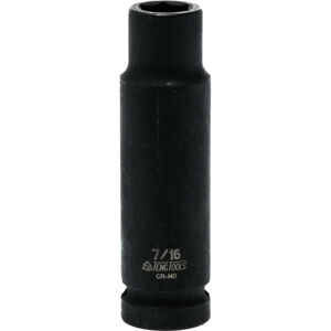 Teng 1/2" Dr Deep Impact Socket 7/16" Dl414L 920214 Din Standard Design For Use With A Retaining Pin And Ring
Chrome Molybdenum For Use With Power Tools
Black Phosphate Finish For Easy Identification As An Impact Socket Accessory
Ring And Pin Fixing Hole On The Female End To Secure The Socket
Supplied With A Metal Socket Clip For Use With A Socket Rail