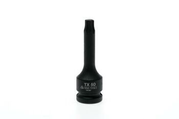 Teng 1/2" Dr Impact Torx Socket Tx50 921250TX Din Standard Design For Use With A Retaining Pin And Ring
Chrome Molybdenum For Use With Power Tools
Black Phosphate Finish For Easy Identification As An Impact Socket Accessory
Ring And Pin Fixing Hole On The Female End To Secure The Socket
Designed For Use With Fastenings With A Tx Hole
Supplied With A Metal Socket Clip For Use With A Socket Rail