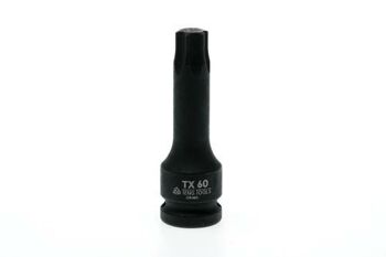 Teng 1/2" Dr Impact Torx Socket Tx60 921260TX Din Standard Design For Use With A Retaining Pin And Ring
Chrome Molybdenum For Use With Power Tools
Black Phosphate Finish For Easy Identification As An Impact Socket Accessory
Ring And Pin Fixing Hole On The Female End To Secure The Socket
Designed For Use With Fastenings With A Tx Hole
Supplied With A Metal Socket Clip For Use With A Socket Rail