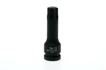 Teng 1/2" Dr Impact Torx Socket Tx70 921270TX Din Standard Design For Use With A Retaining Pin And Ring
Chrome Molybdenum For Use With Power Tools
Black Phosphate Finish For Easy Identification As An Impact Socket Accessory
Ring And Pin Fixing Hole On The Female End To Secure The Socket
Designed For Use With Fastenings With A Tx Hole
Supplied With A Metal Socket Clip For Use With A Socket Rail